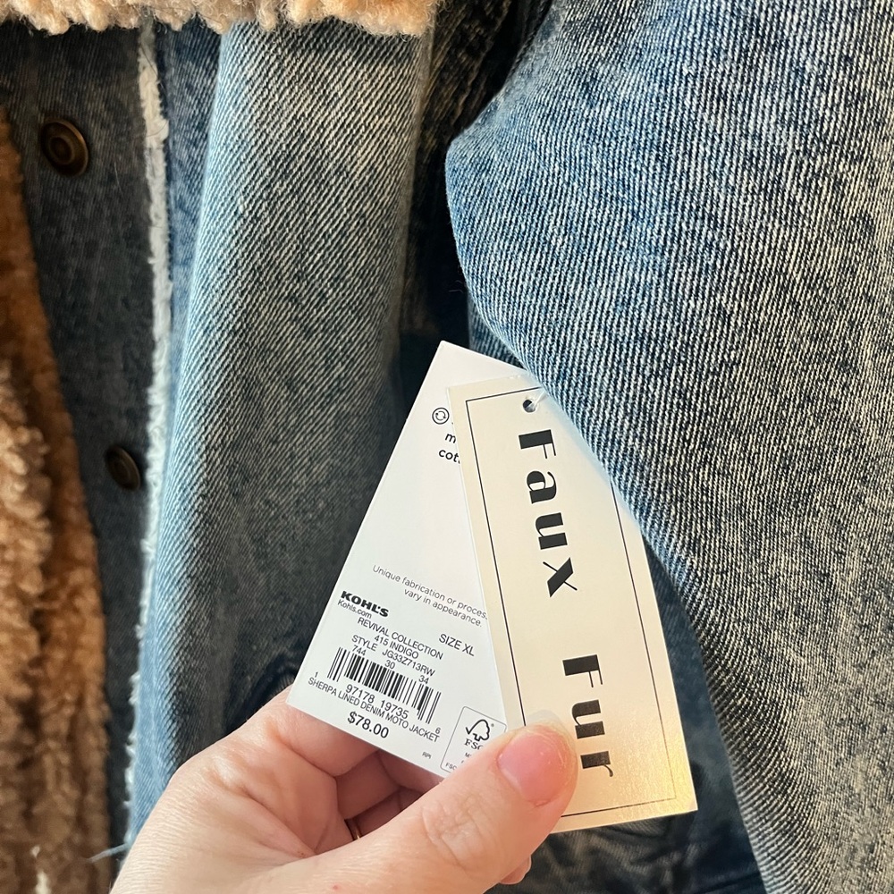 Denim Jacket with Faux Fur Lining - Picture 2 of 3